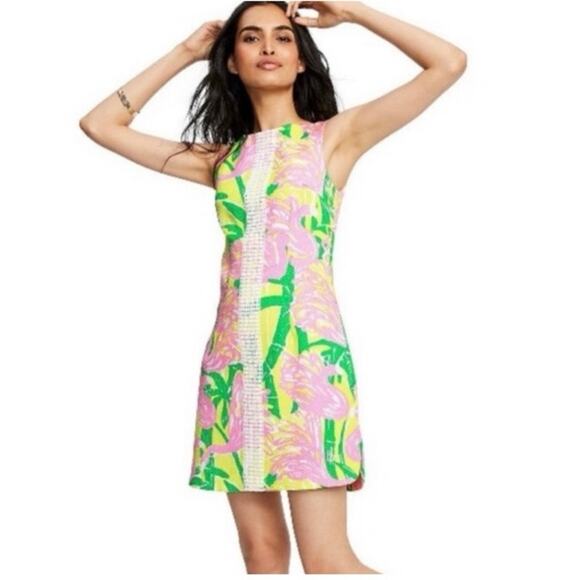 NWT: LILLY PULITZER Target Flamingo Floral Pineapple Yellow Dress Size 10 (G310) - Picture 7 of 12